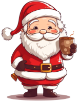 santa holding coffee